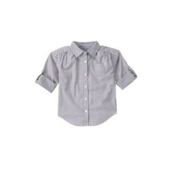 Gymboree Girls Blouse Size 8 Button Tab Stripe Top Shirt Sugarplum Sparkle NEW - Picture 1 of 6